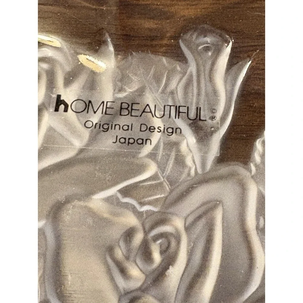 Home Beautiful Clear Heart-Shaped Glass Bowl, Floral Rose, Japan, Printed